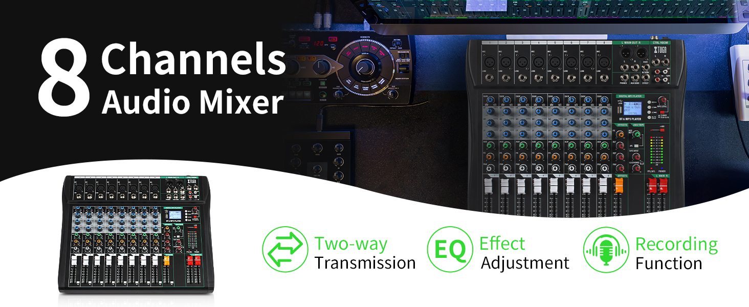 アンプ XTUGA MX8 8 Channel 3 Band EQ Amazon.com: XTUGA 8 Channel Audio Mixer Sound Board Mixing